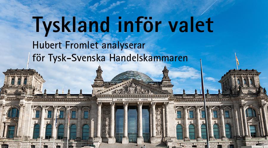 Texten "Tyskland inför valet" framför en bild på tyska Bundestag