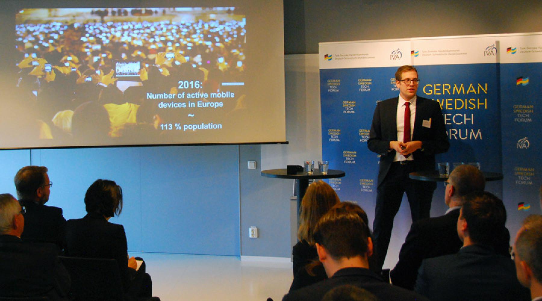 Florian Lindner beim German Swedish Tech Forum-Seminar in der Deutsch-Schwedischen Handelskammer