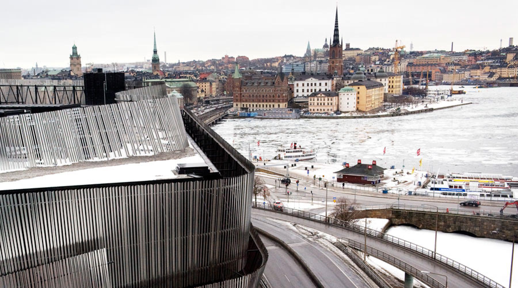 Blick über die Stockholmer Innenstadt im Winter