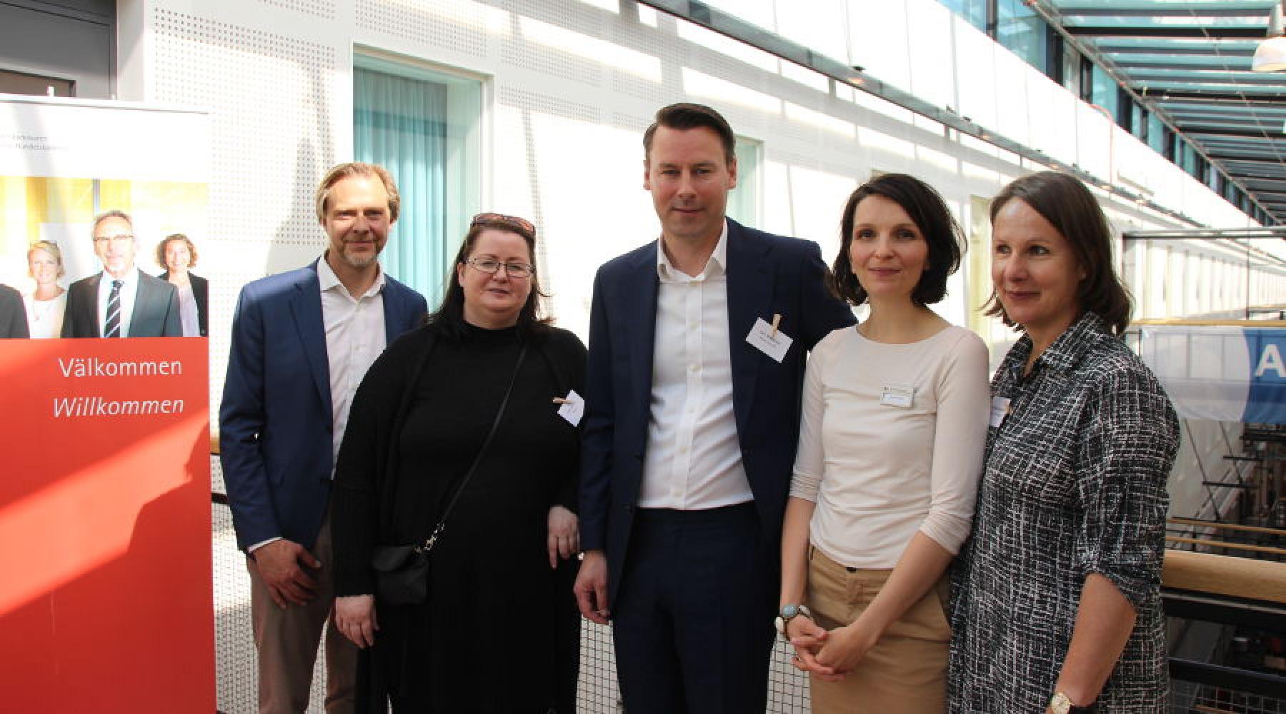 Peter Berg, Ellen Schäfer, Lars Nordblom, Anne Geitmann und Karin Bock-Häggmark in der Deutsch-Schwedischen Handelskammer.