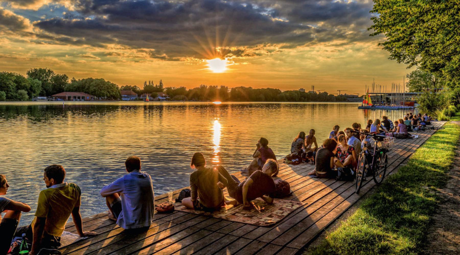 Solnedgång vid Maschsee