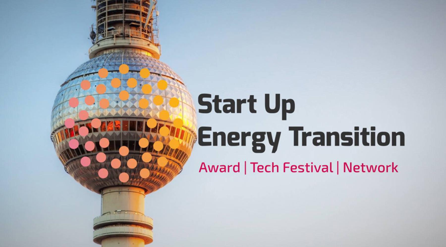 Berlins tv-torn och loggan för Start Up Energy Transition