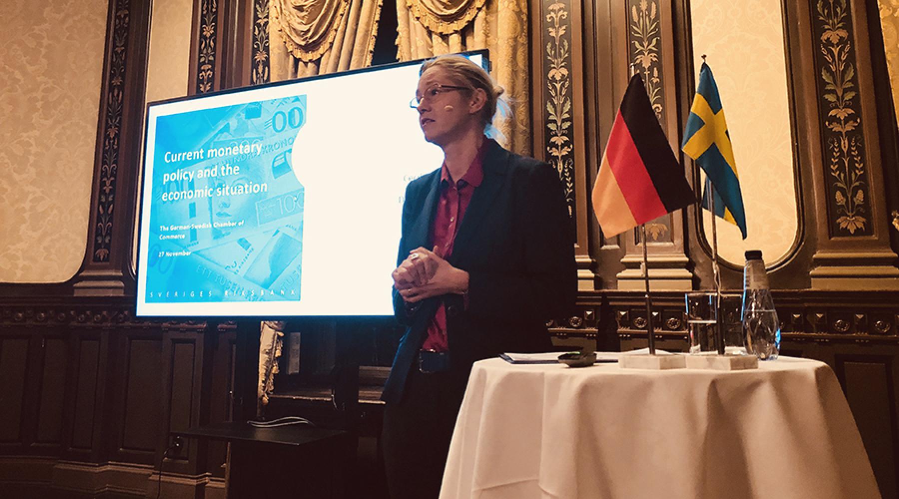 Cecilia Skingsley, Sveriges Riksbank, på Tysk-Svenska Handelskammarens Executive Talk på Grand Hôtel i Stockholm