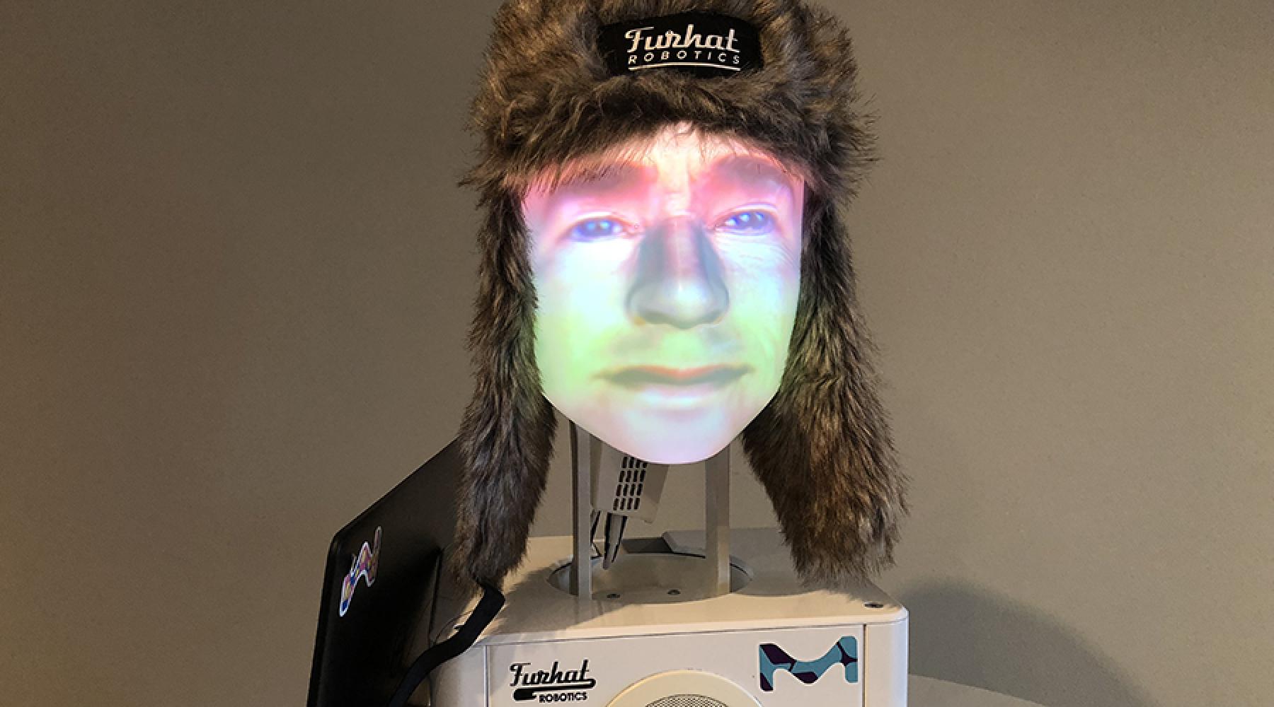 Roboter Petra von Merck und Furhat Robotics beim DSHK-Lunch der Deutsch-Schwedischen Handelskammer