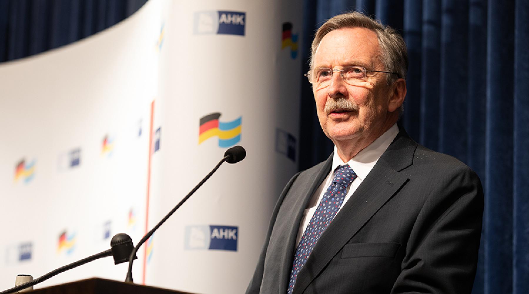 Hans-Jürgen Heimsoeth, Tysklands ambassadör, på Tysk-Svenska Handelskammarens årsmöte 2019 i Stockholm.