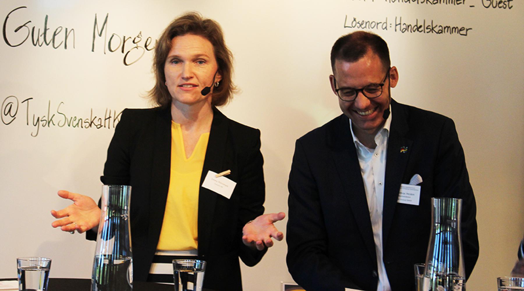 Emma Rönnmark und Dr. Matthias Heiden bei der Deutsch-Schwedischen Handelskammer in Stockholm