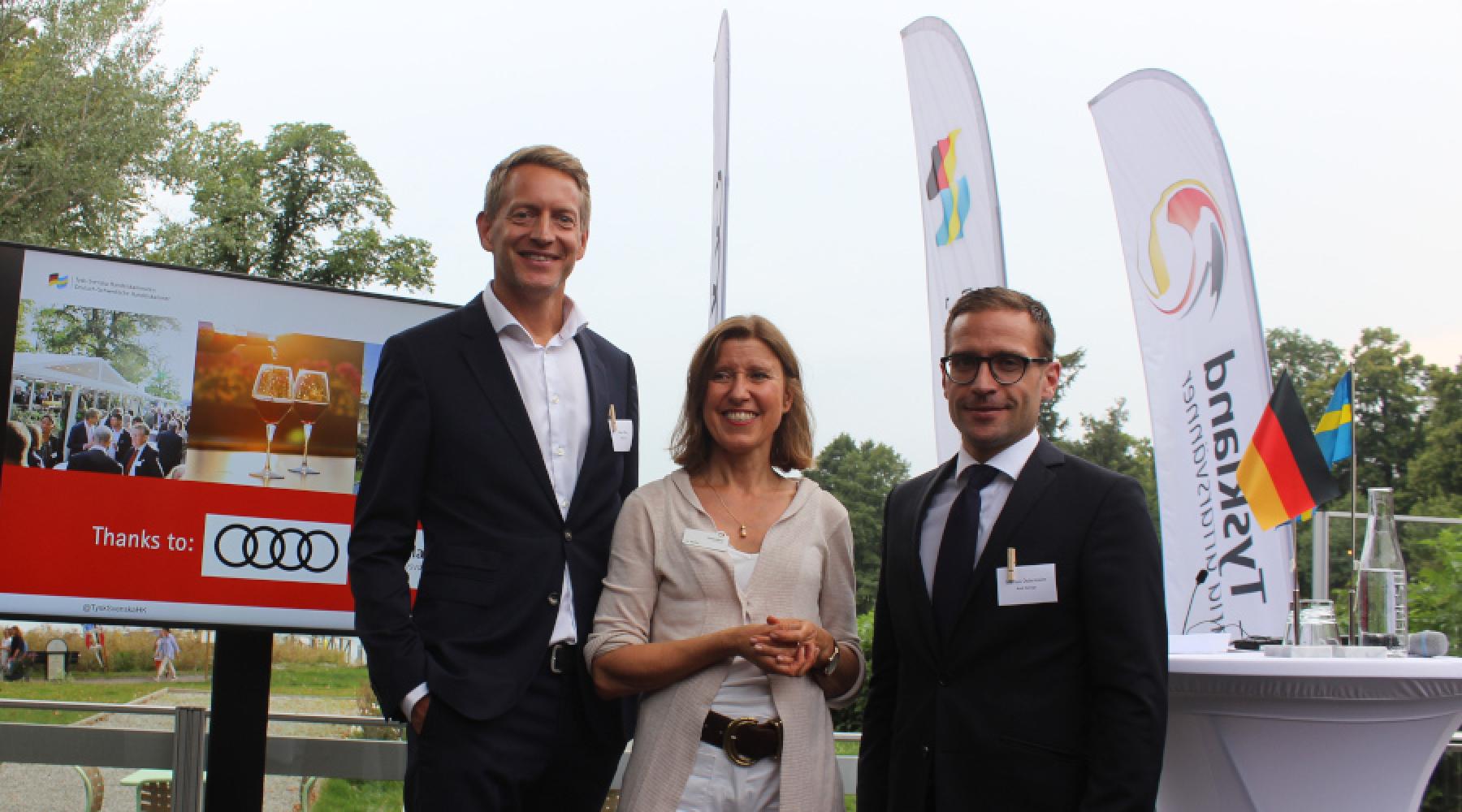 Johan Kling, Iris Müller och Markus Ostermaier på Tysk-Svenska Handelskammarens business kickoff 2019.