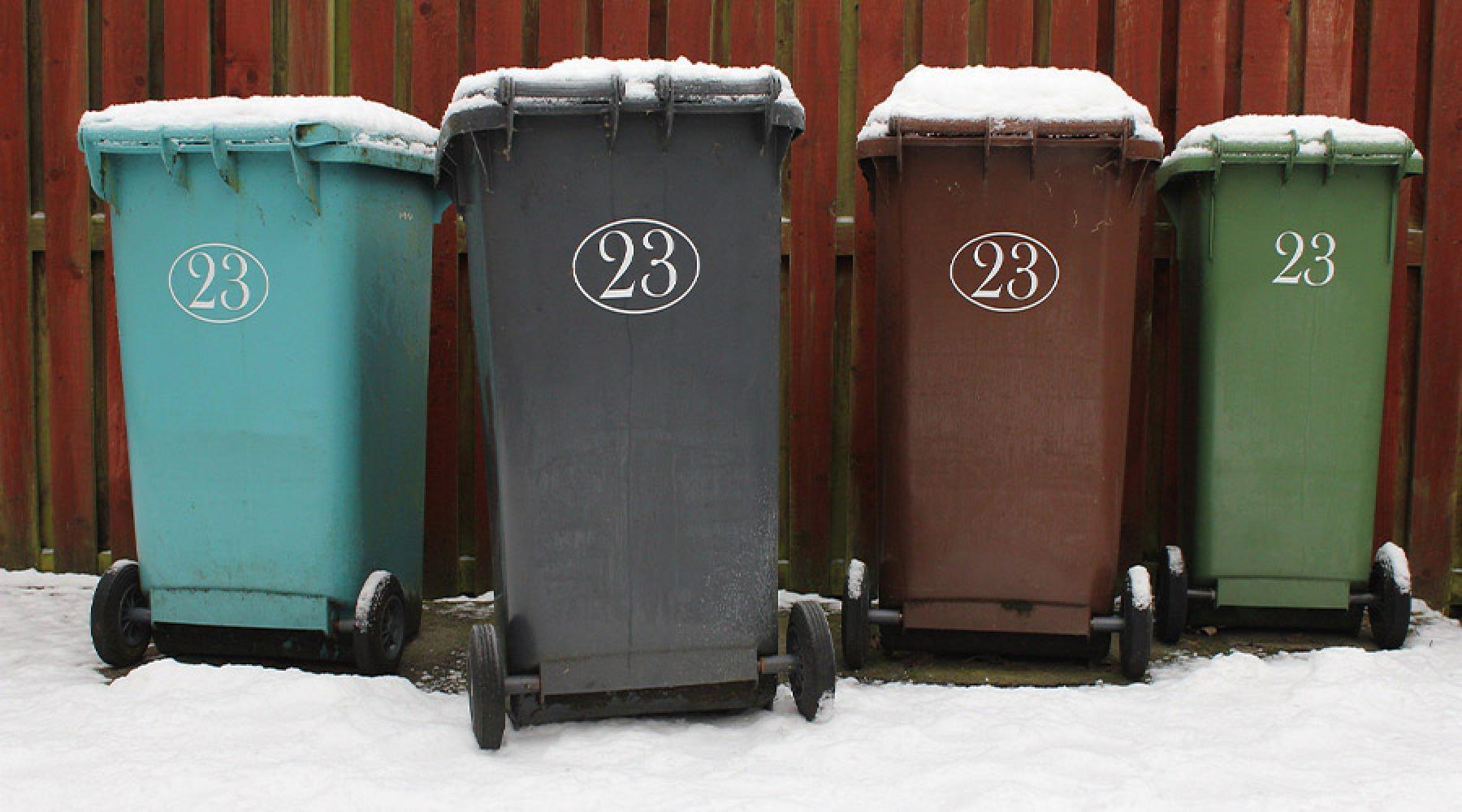 miljö recycling nyhetsbrev soptunnor vinter snö