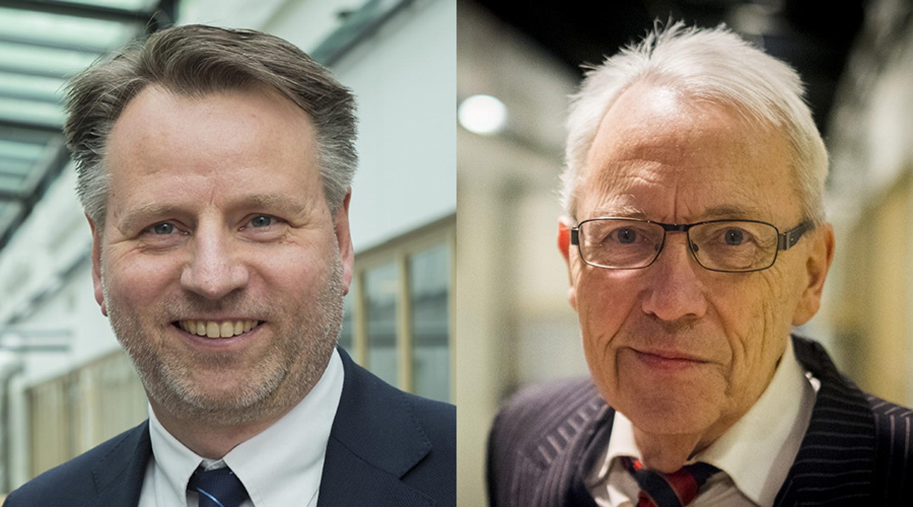 Collage som visar Ralph-Georg Tischer, vd för Tysk-Svenska Handelskammaren och Hubert Fromlet, senior rådgivare vid Tysk-Svenska Handelskammaren och affilierad professor vid Linnéuniversitetet