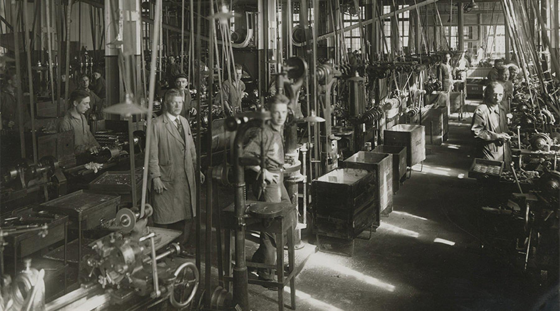 The machine workshop at the Electrolux factory on Lilla Essingen in Stockholm