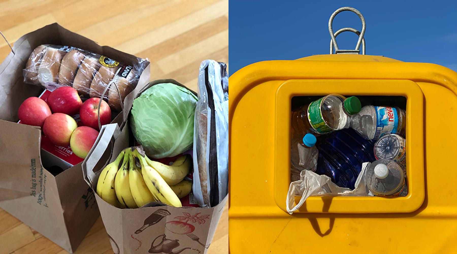 Bild på matkasse och plastflaskor i container / Unsplash