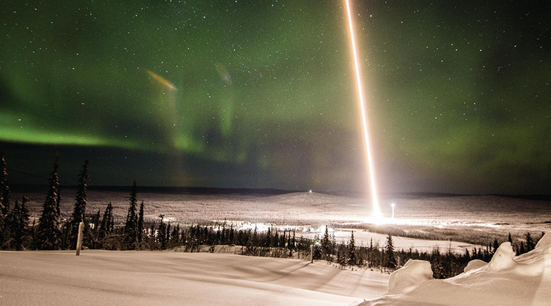 Bild på en raket som startar från Esrange i Kiruna.