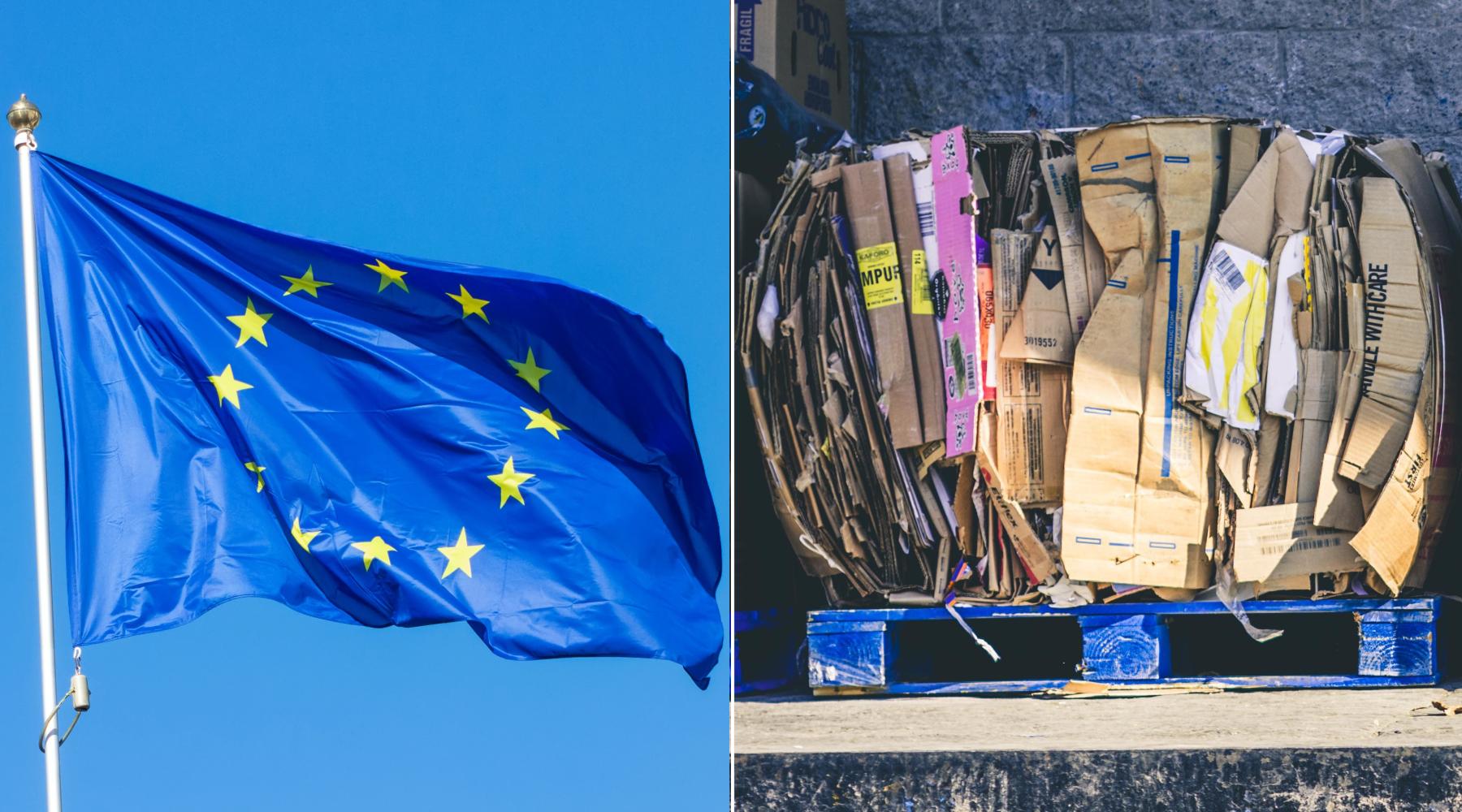 EU-flagga och förpackningsmaterial