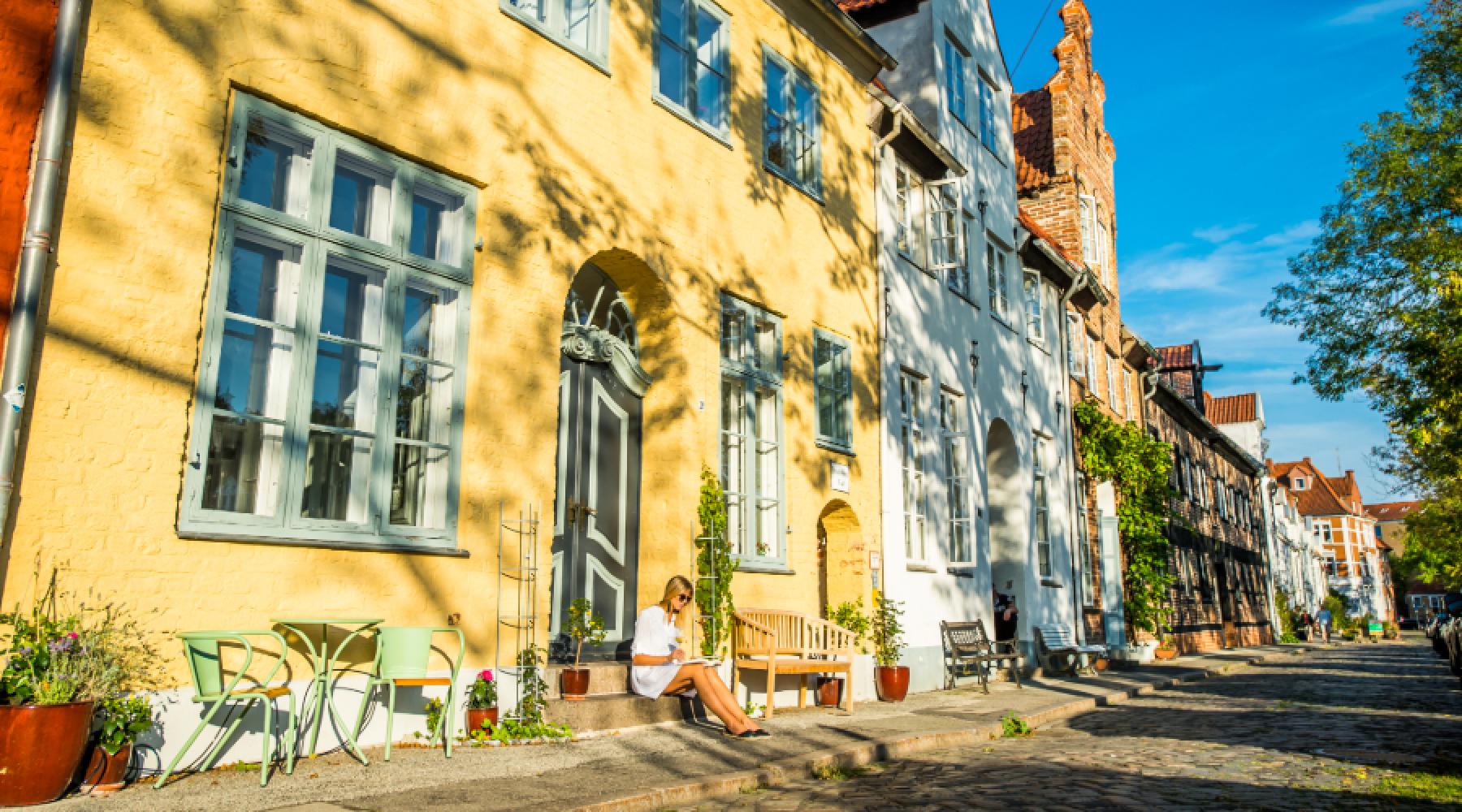 Den instagramvänliga Malerwinkel vid Obertrave i Lübeck