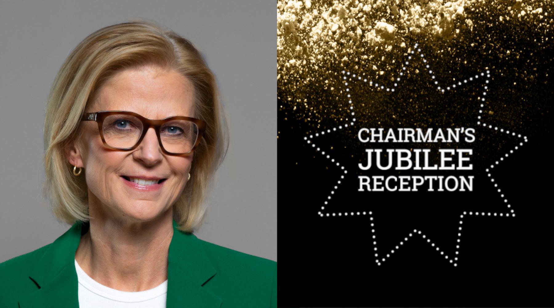 Elisabeth Svantesson och logotyp för eventet