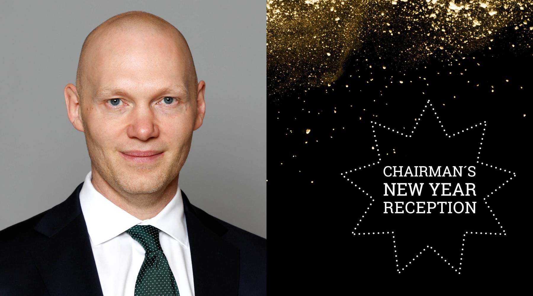 Finansmarknadsminister Niklas Wykman und Eventlogo